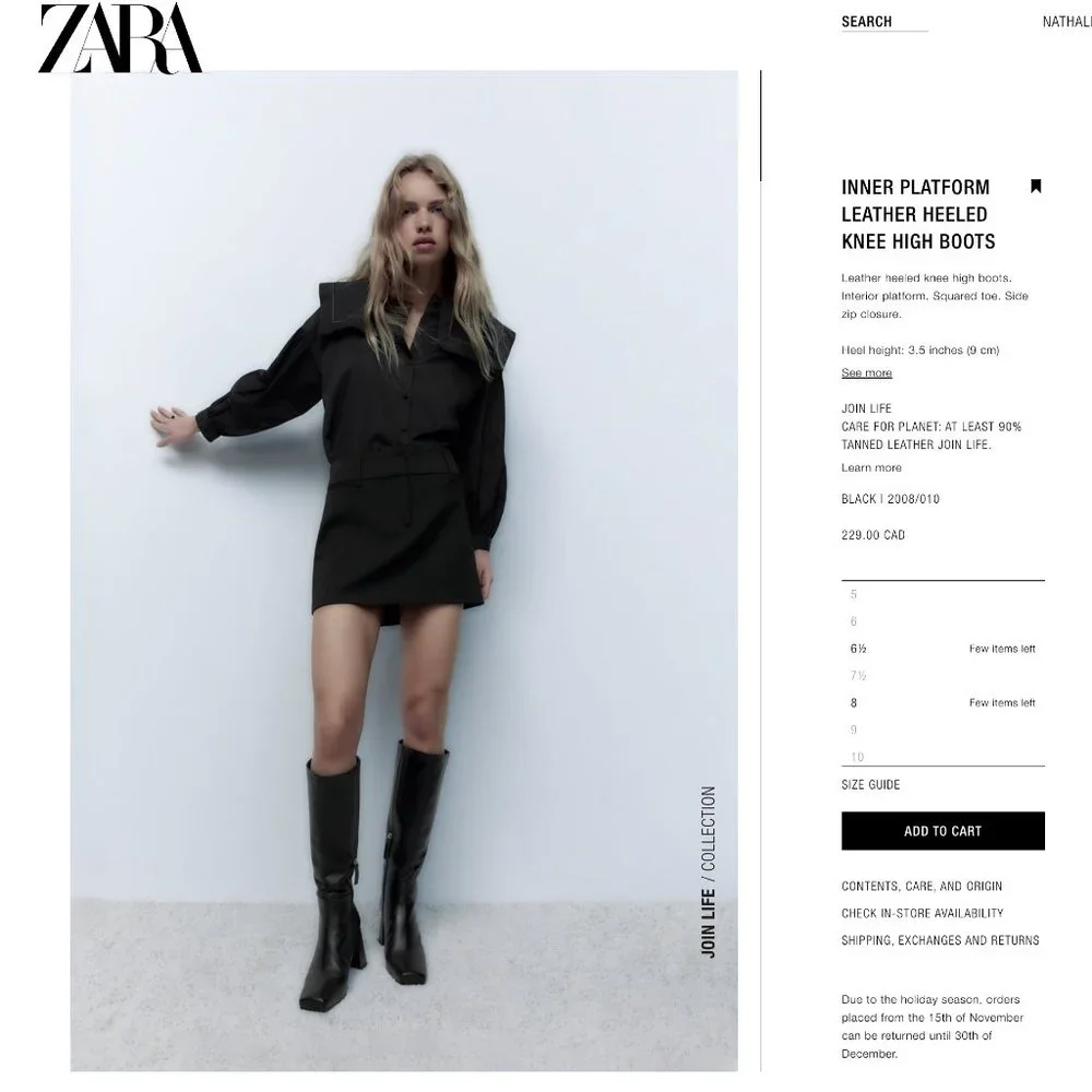 INNER PLATFORM LEATHER HEELED KNEE HIGH BOOTS - Picture 7 of 7